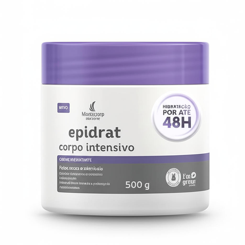 O tubo do hidratante Epidrat Calm ao lado de sua caixa, mostrando o design do produto e sua embalagem.
